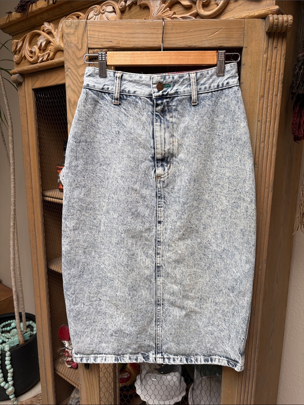 Vintage Bongo Acid Wash Denim Pencil Skirt